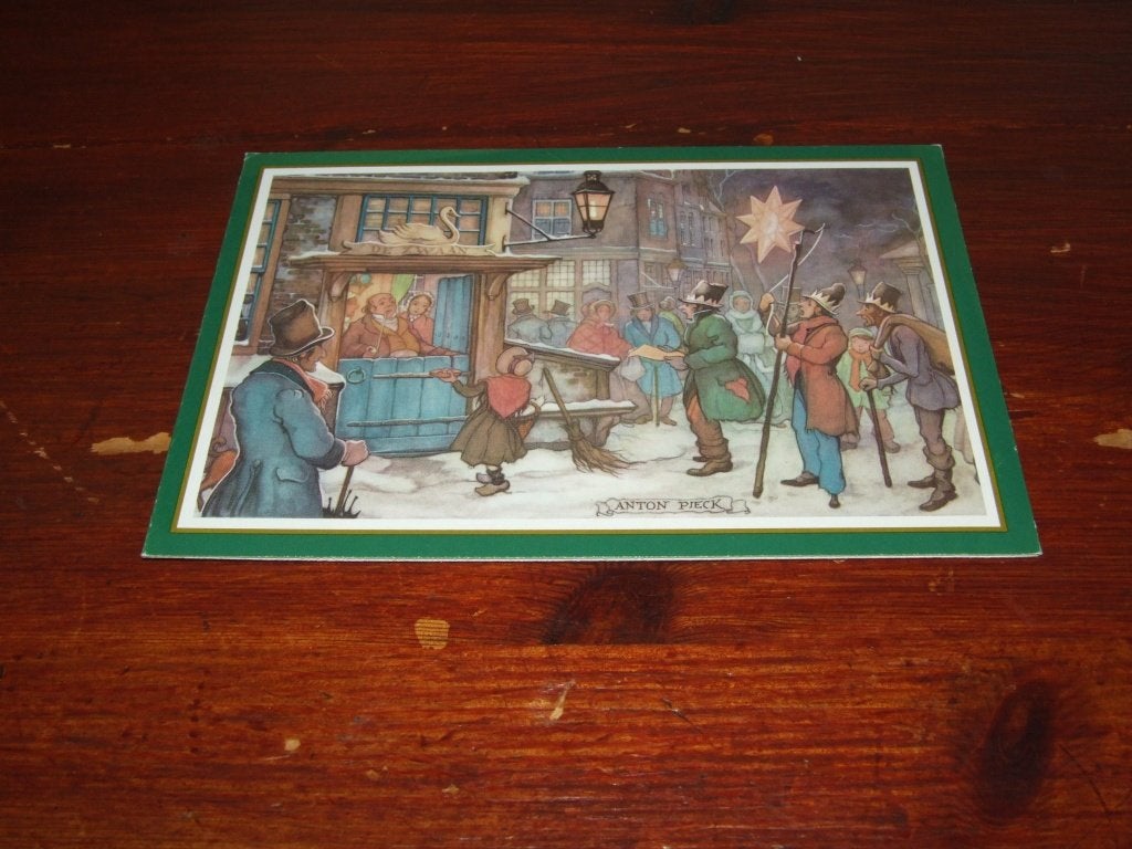 157- Anton Pieck kaart - Kersttafereel met sterrenzangers, 1960 tot 1980, Gebruikt, Verzenden, Prent