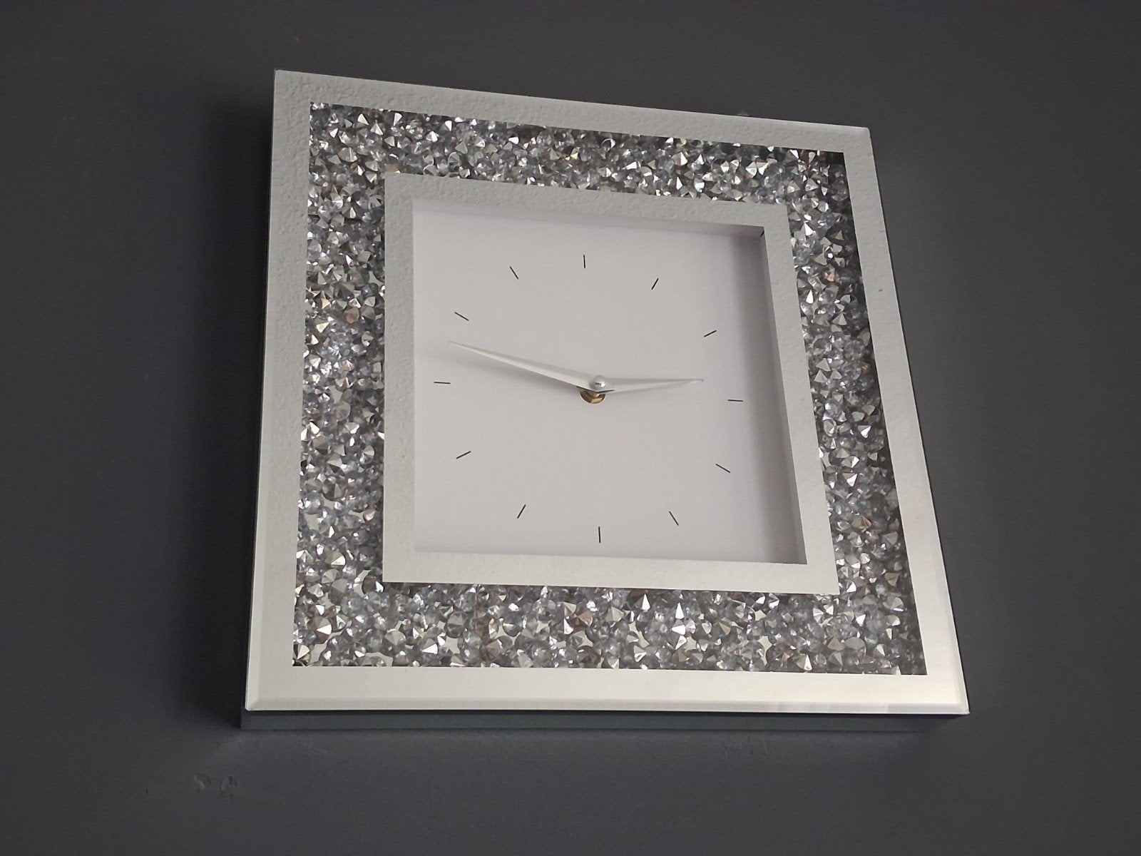 spiegel klok met diamantjes, Ophalen of Verzenden, Zo goed als nieuw
