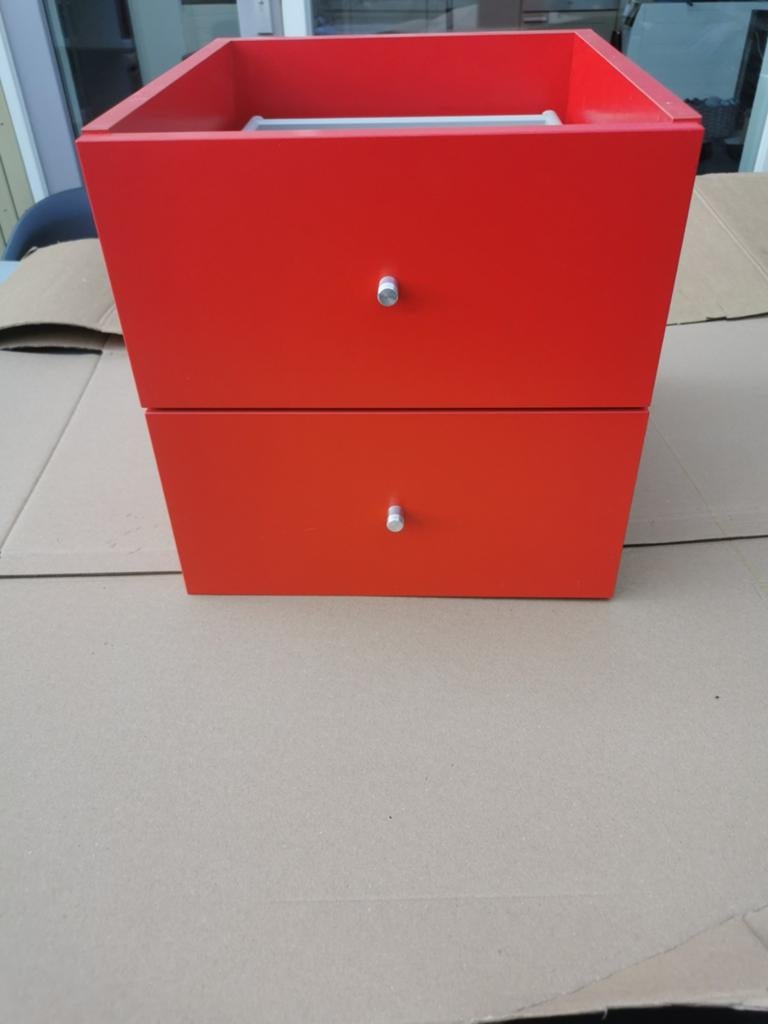 2x rode lade set voor in kallax vakkenkast ikea., Huis en Inrichting, Kasten | Ladekasten, Ophalen, Minder dan 50 cm, Gebruikt