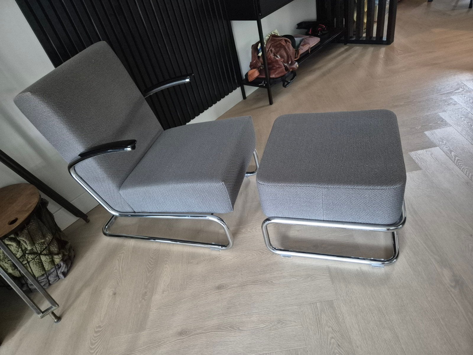 Gispen Dutch Originals 405 fauteuil met 443 hocker, Ophalen of Verzenden, Zo goed als nieuw, Stof, Gispen