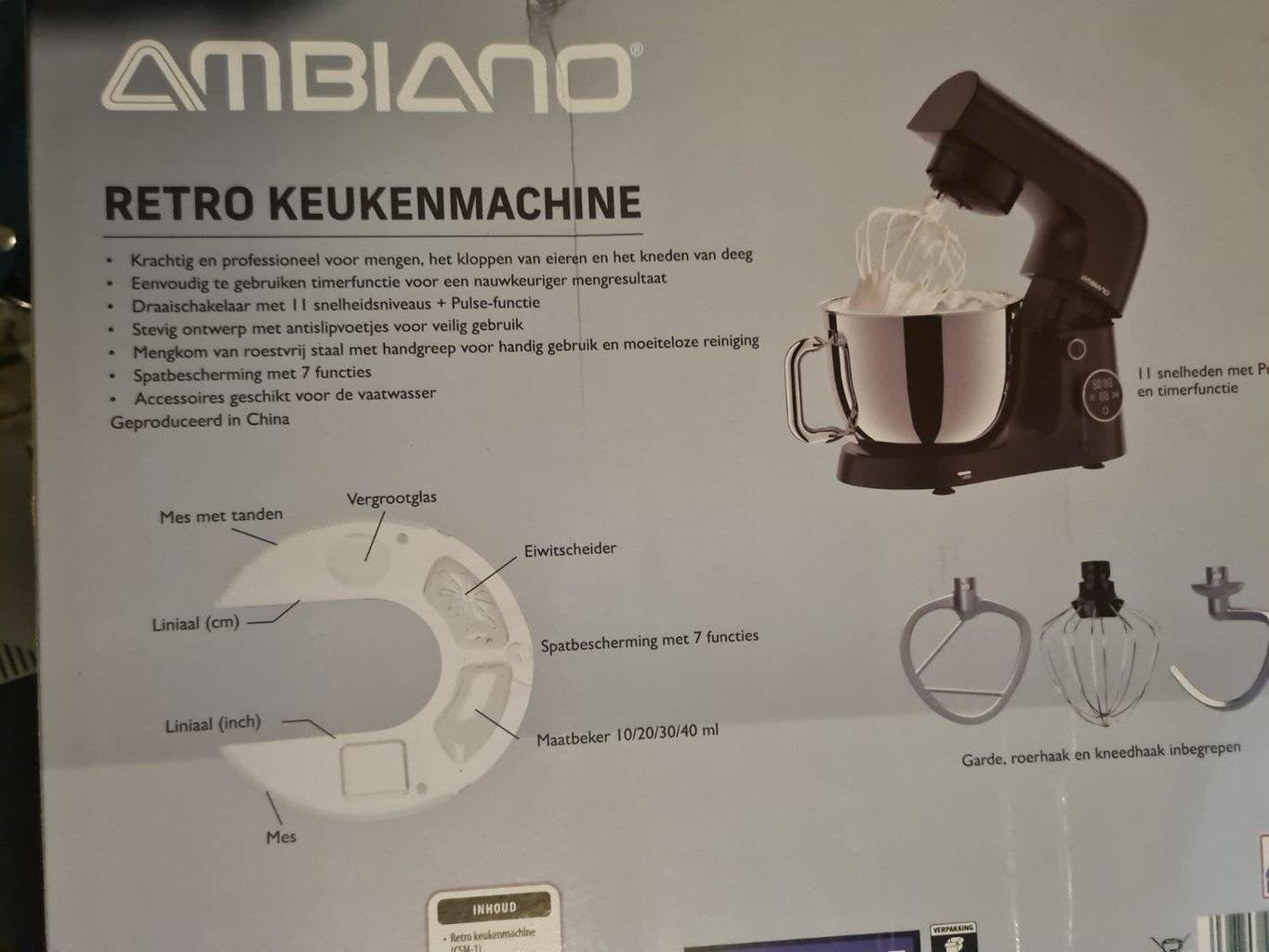 Ambiano Retro Keukenmachine - Krachtig en Veelzijdig, 4 liter of meer, 3 snelheden of meer, Ophalen of Verzenden, Zo goed als nieuw