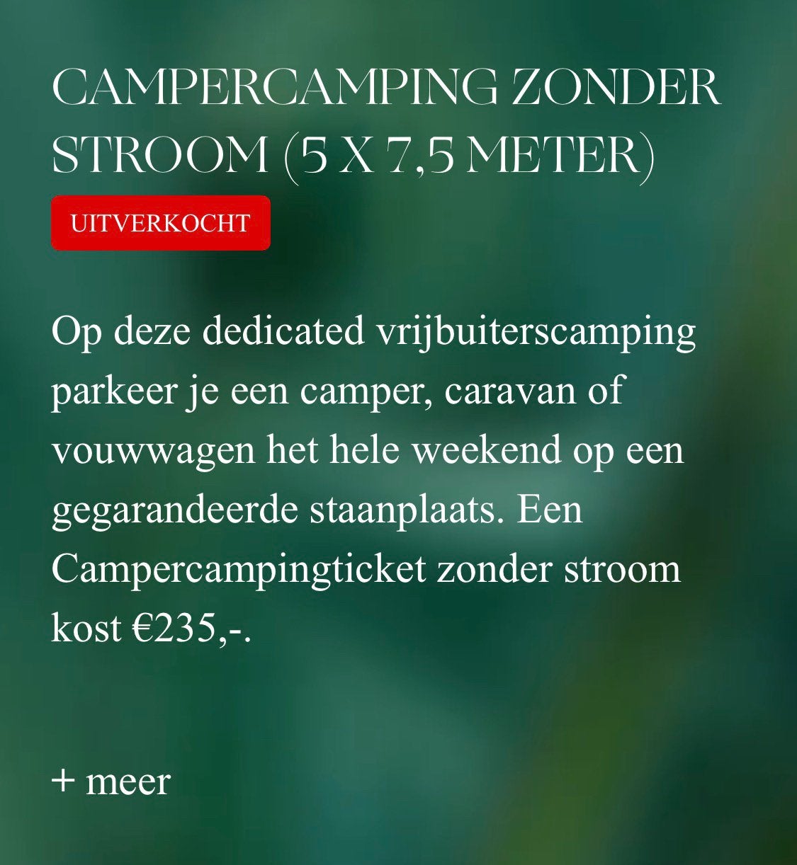 Down the rabbit hole camper ticket zonder stroom, Eén persoon, Meerdaags