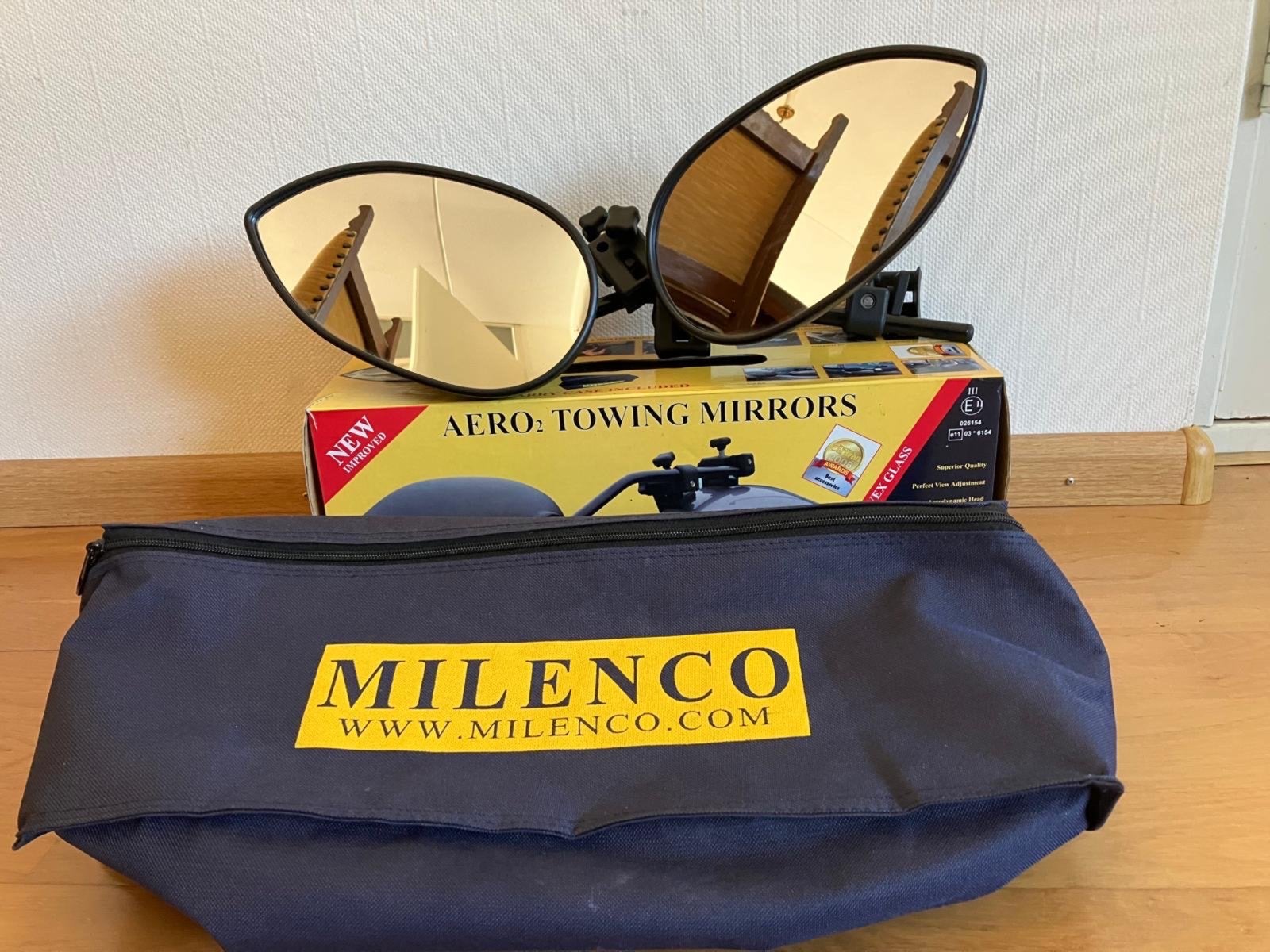 Milenco Aero carvanspiegels in opbergtas., Ophalen, Zo goed als nieuw