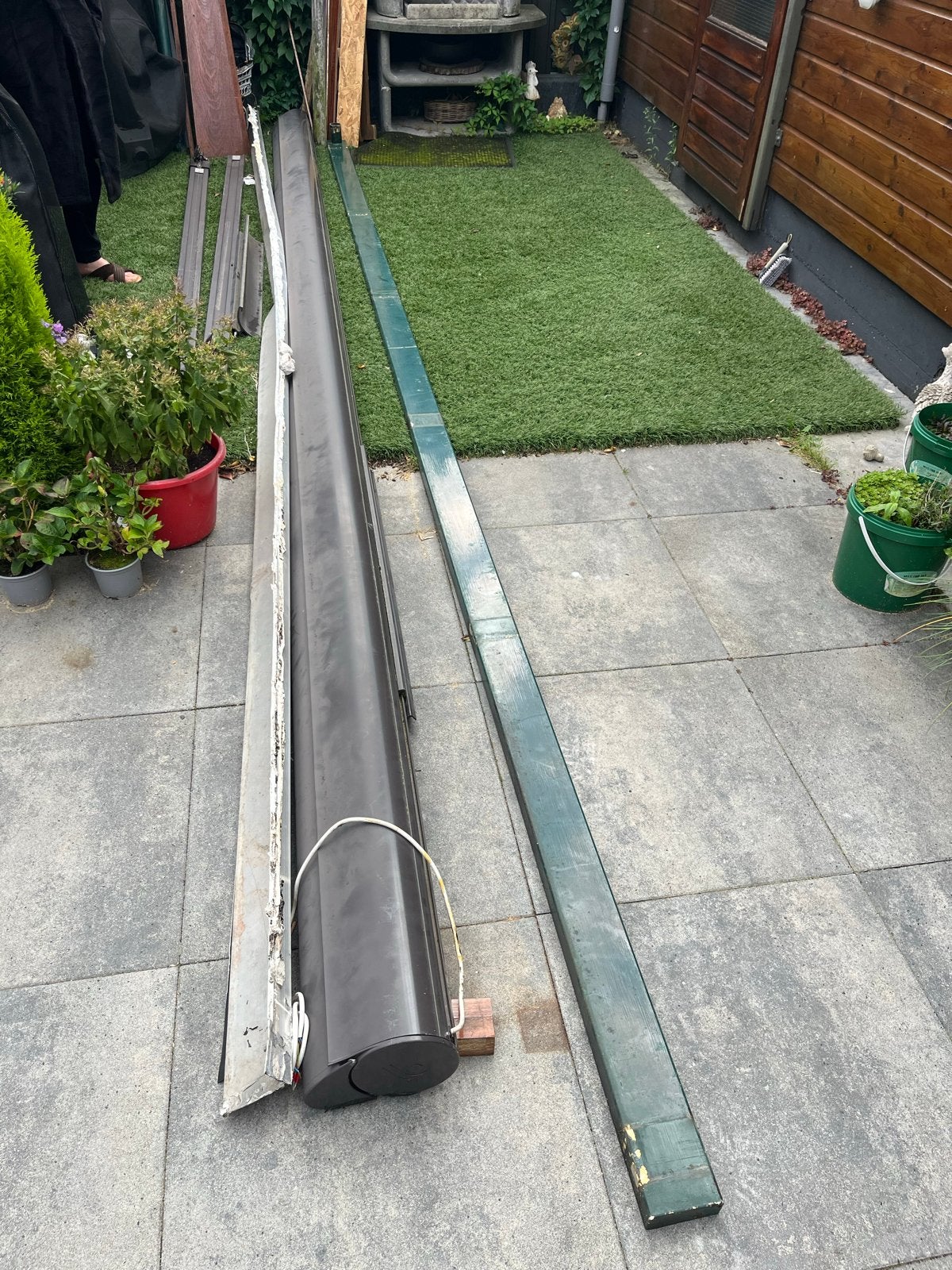 Gebruikt knikarmscherm, breedte 550 cm, Ophalen, Gebruikt, 450 cm of meer, 150 tot 300 cm