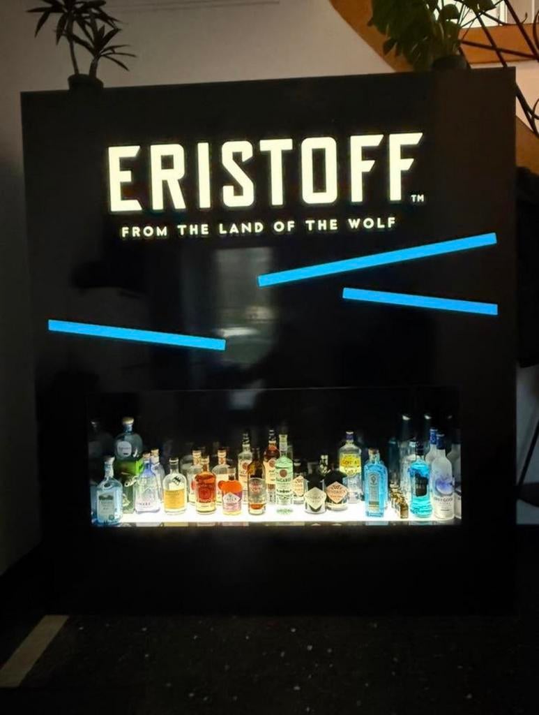 Unieke Eristoff Barkast Display met LED Verlichting, Huis en Inrichting, Barren, Ophalen of Verzenden, Gebruikt
