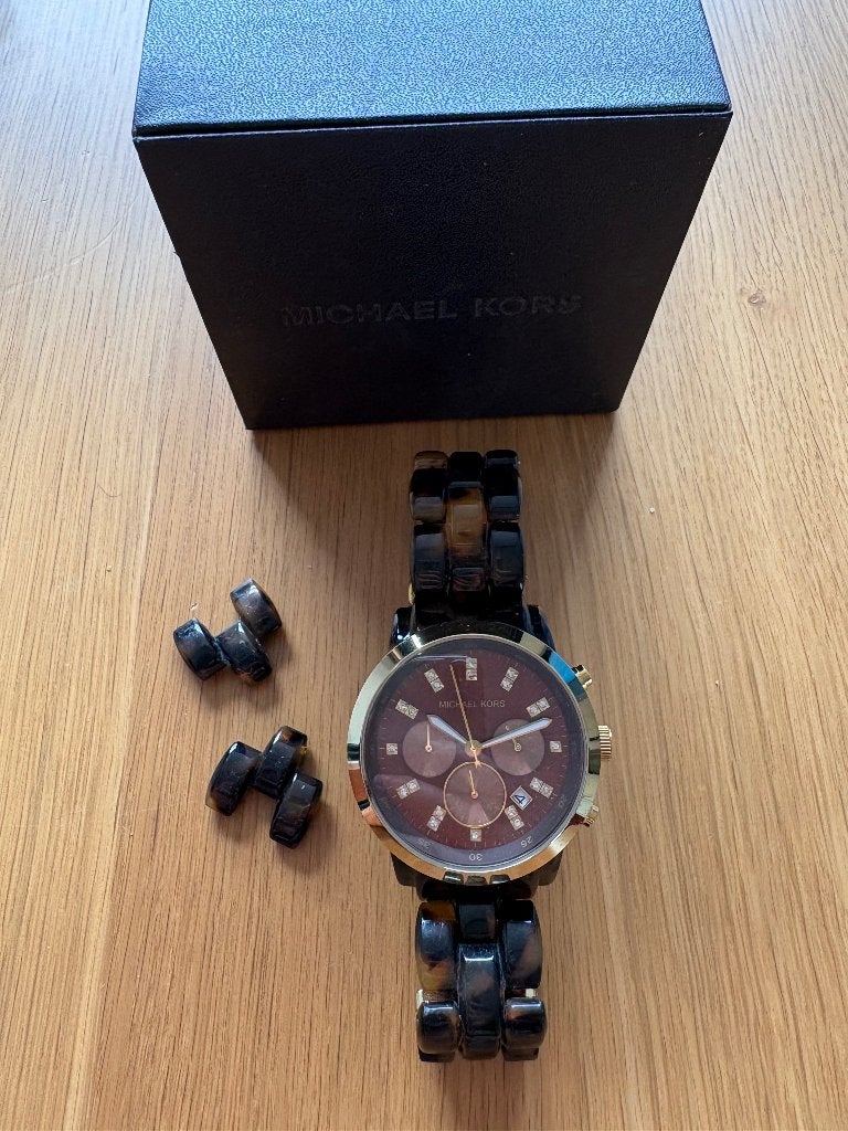 Michael Kors Dameshorloge – Schildpadmotief / Tortoise, Overige merken, Overige materialen, Polshorloge, Kunststof