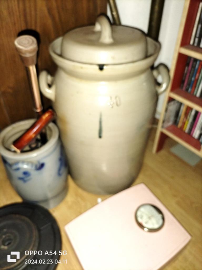 Grote gres pot met deksel - 40 liter, Antiek en Kunst, Ophalen of Verzenden