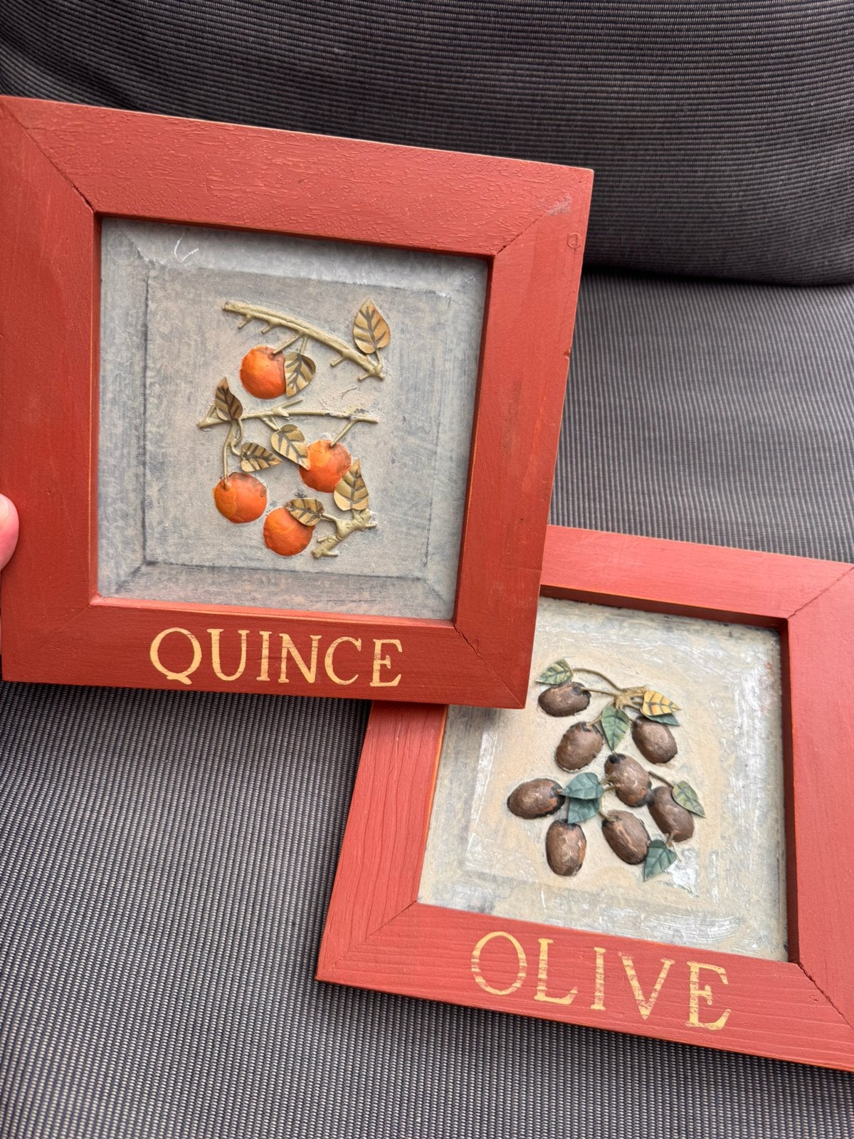 Vintage wanddecoratie QUINCE & OLIVE Metaalreliëf, Metaal, Gebruikt, Schilderij, 20 cm