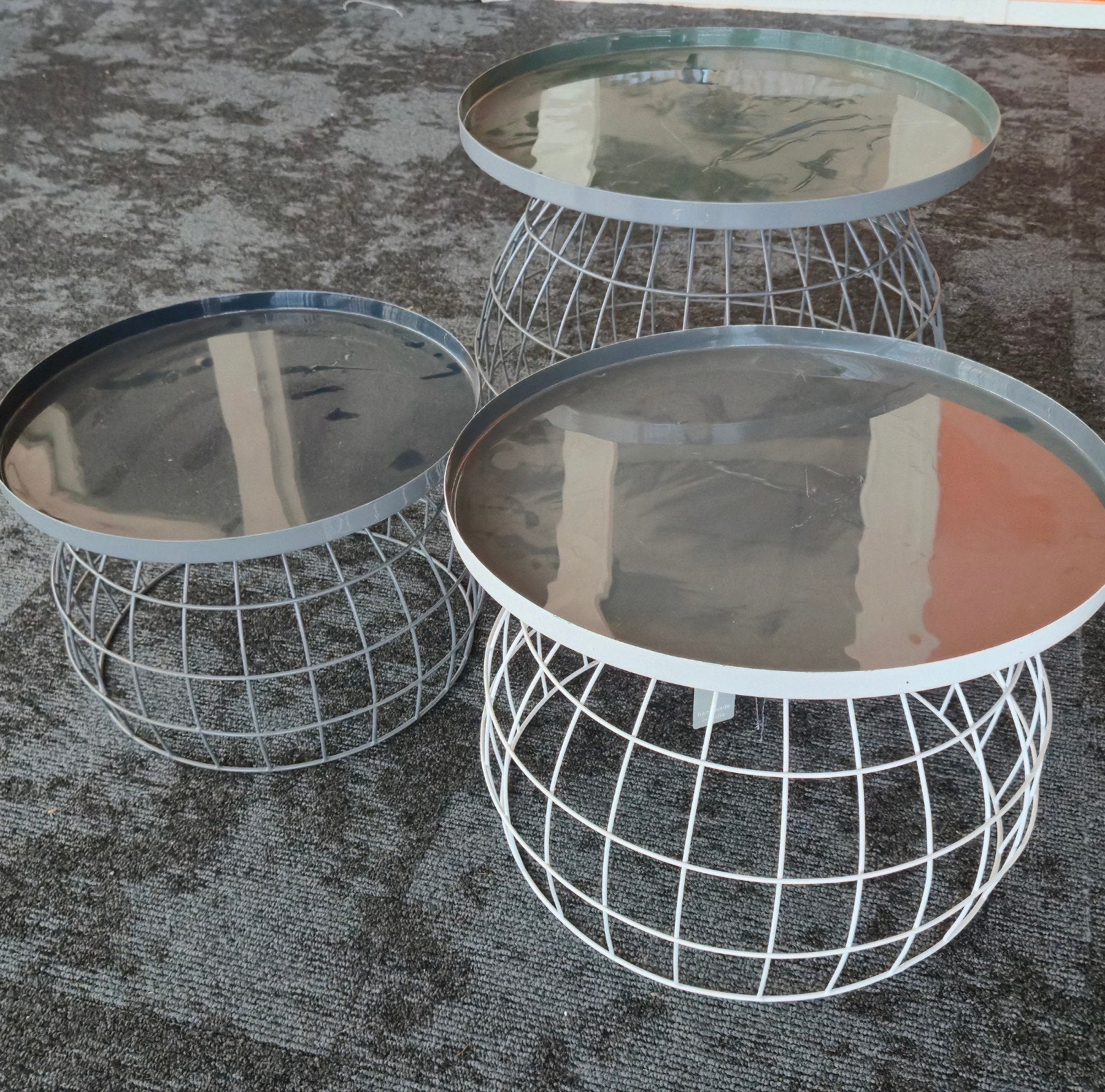 Coco Maison Set van 3 moderne salontafels met draadframe, Ophalen, 50 – 75, 50 tot 100 cm, Modern, Industrieel