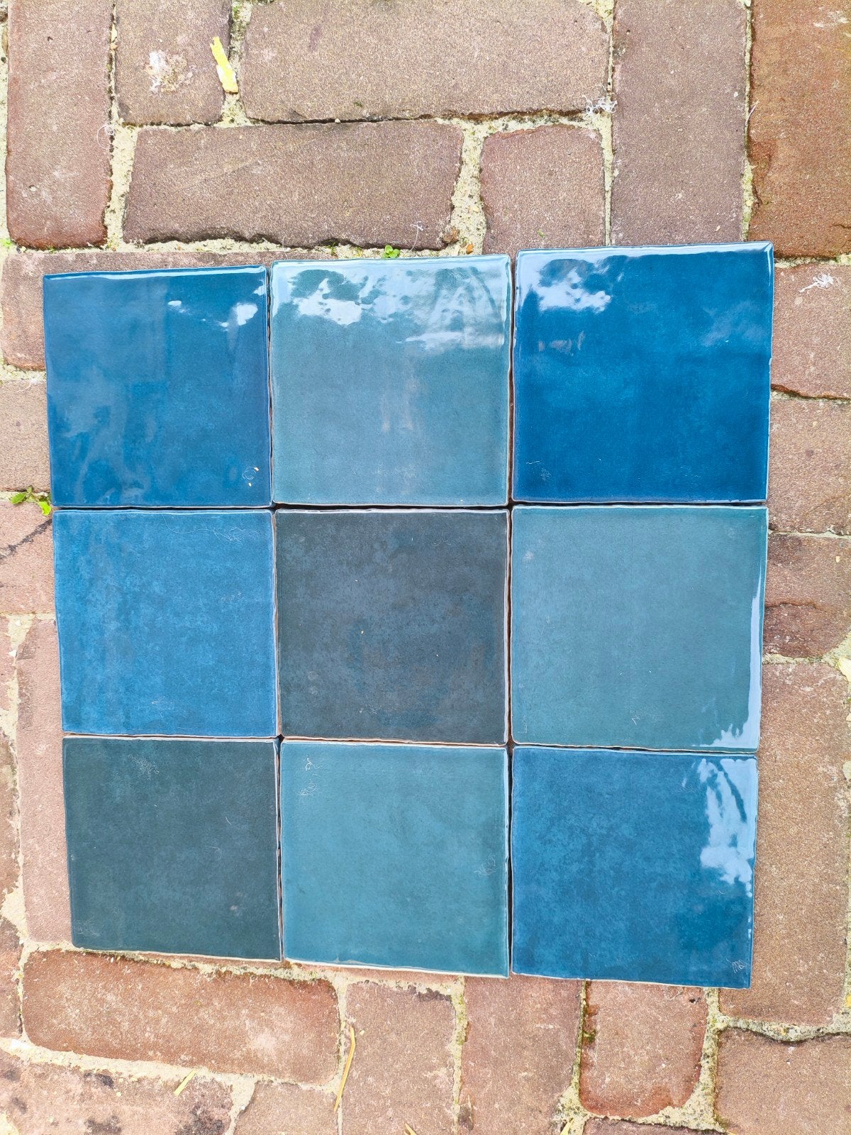 Handgemaakte Marokkaanse Zellige tegels - Blauw/Groen, Doe-het-zelf en Verbouw, Ophalen, Wandtegels, Keramiek, Minder dan 20 cm