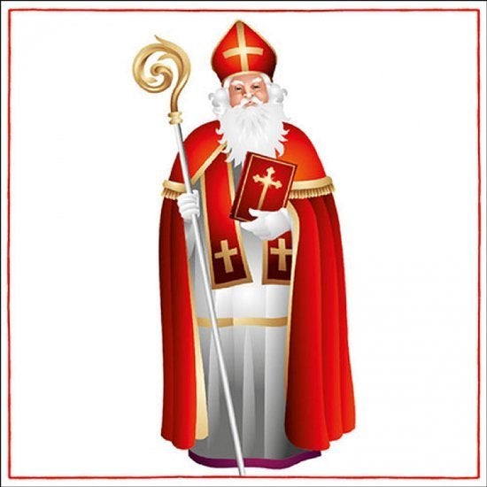 Decoupage Servet Sinterklaas per stuk 33x33cm, Overige thema's, Nieuw, Meerkleurig, Ophalen of Verzenden