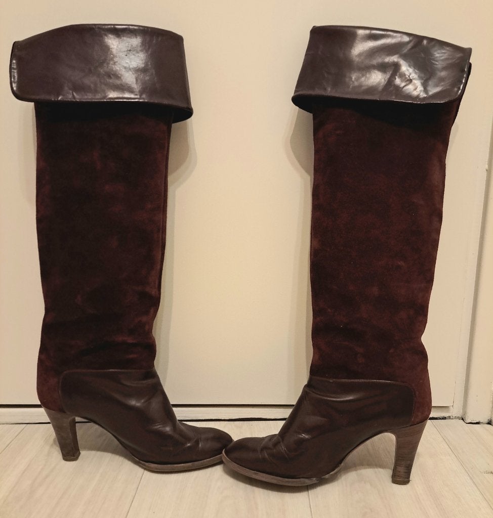 Vintage bordeaux rode laarzen, Kleding | Dames, Schoenen, Hoge laarzen, Ophalen of Verzenden, Zo goed als nieuw, Rood