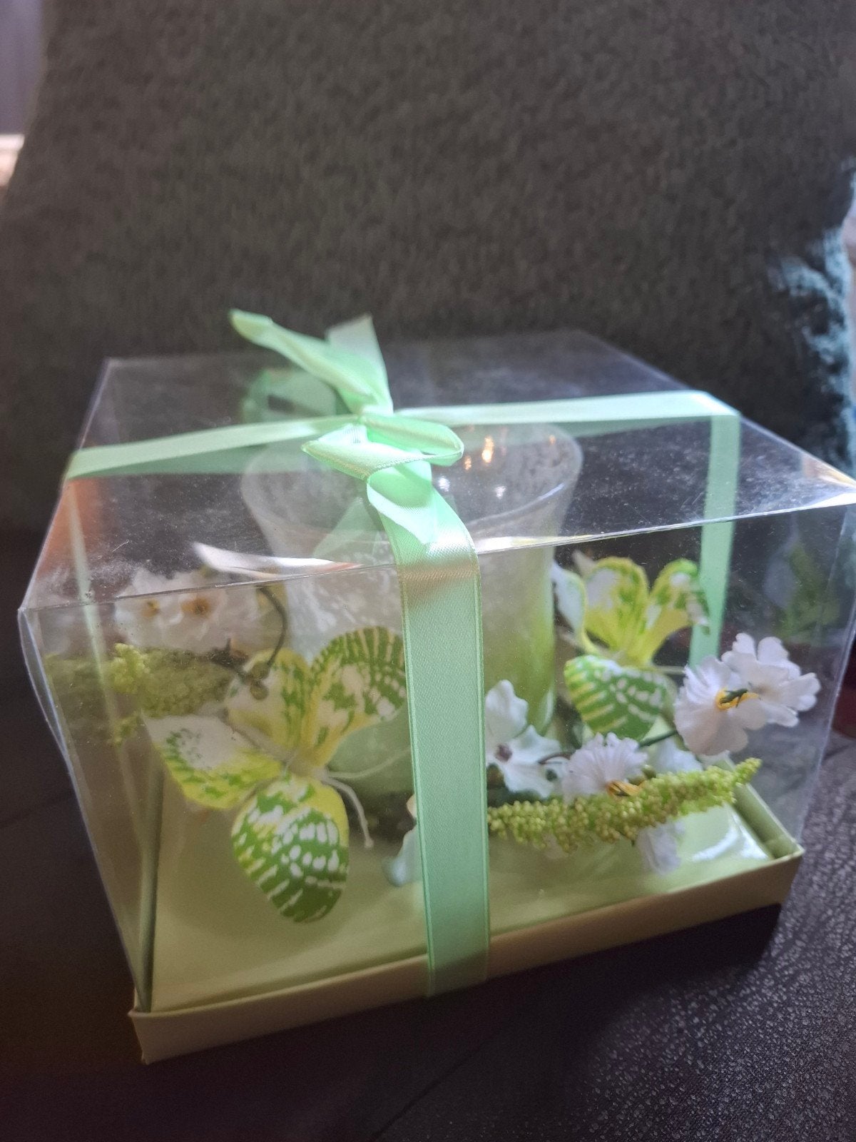 Sfeervolle decoratieve kaars in cadeauverpakking, Waxinelichthouder, Nieuw, Ophalen of Verzenden, Glas