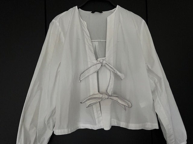 Zara, suoer leuk zomers wit bloesje met strikjes maat L., Kleding | Dames, Maat 38/40 (M), Nieuw, Ophalen of Verzenden, Wit