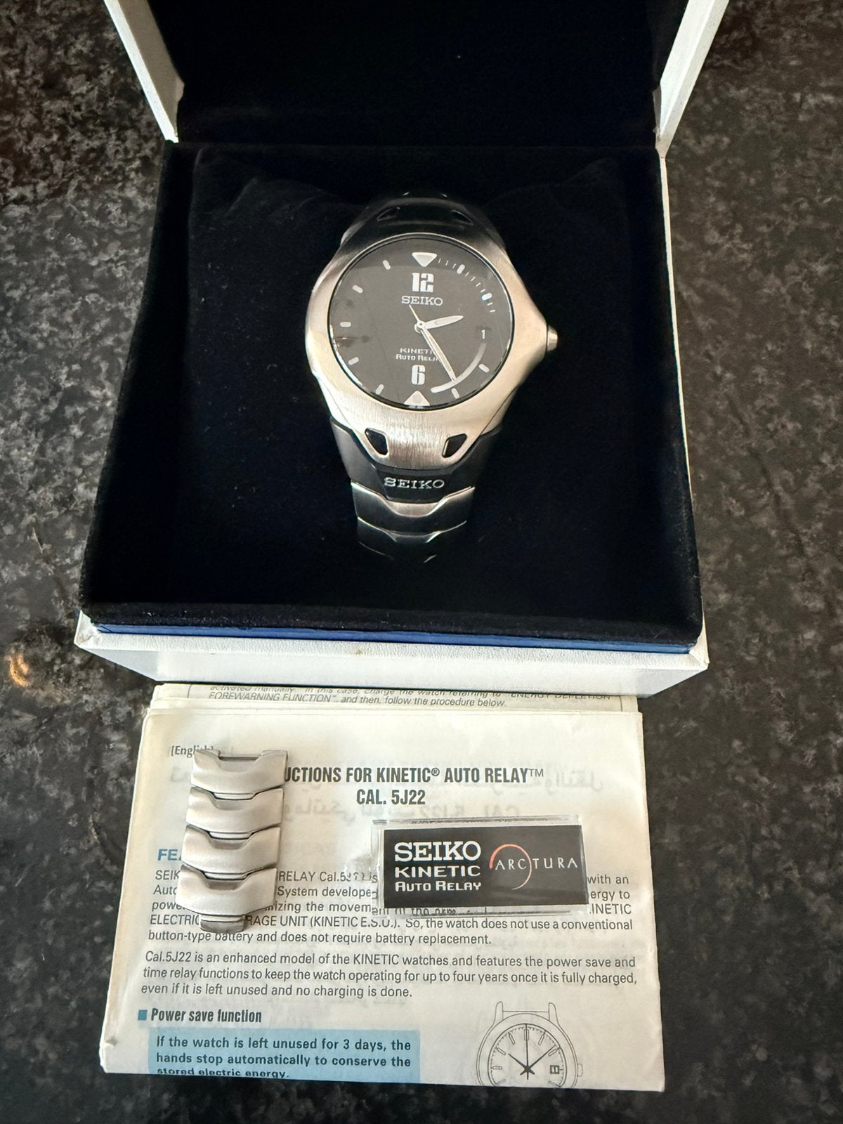 Seiko arctura kinetic 5J22-0A70 auto relay, Sieraden, Tassen en Uiterlijk, Horloges | Heren, Verzenden, Nieuw, Staal, Seiko