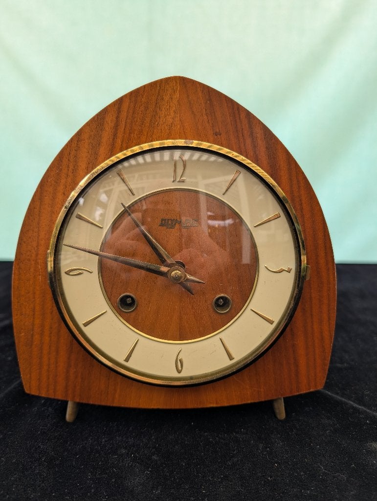 Vintage art deco MCM Tafelklok Klok Olympic Hermle Uurwerk, Antiek en Kunst, Antiek | Klokken, Ophalen of Verzenden