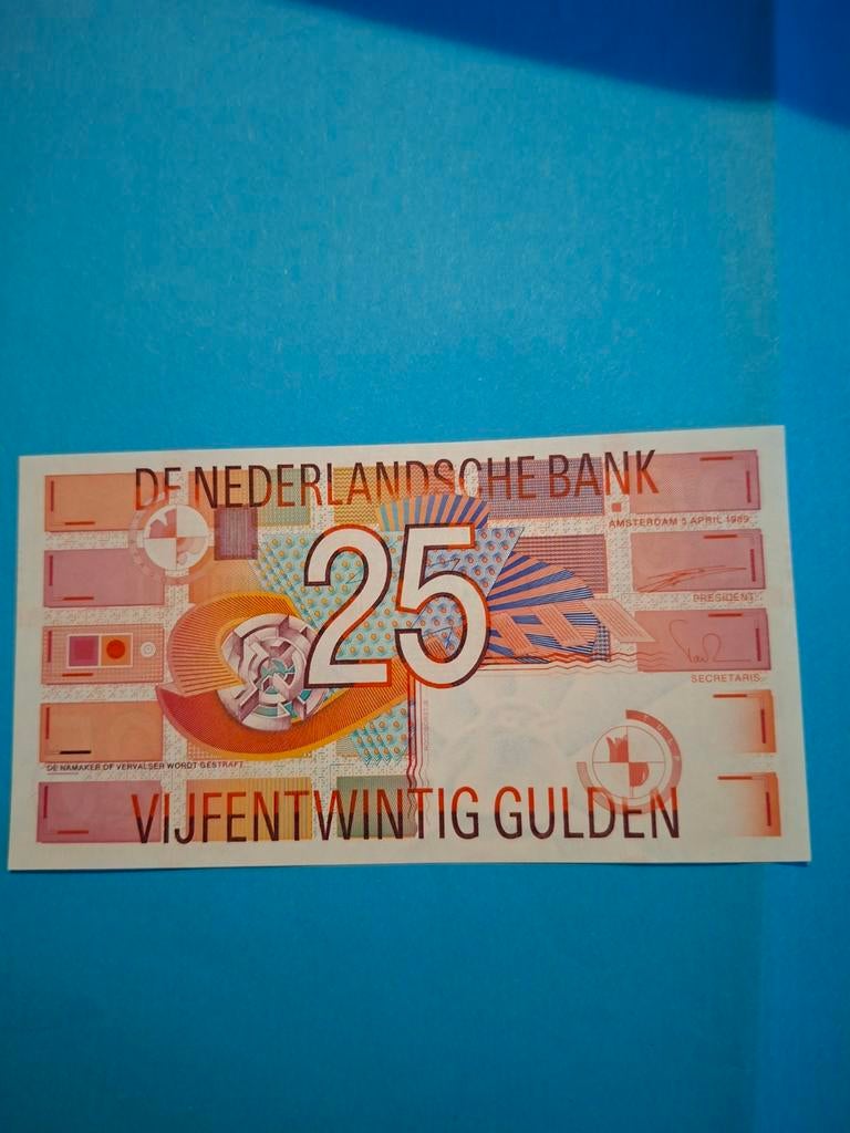 25 gulden Roodborstje uit 1989 in UNC, Ophalen of Verzenden, 25 gulden, Los biljet