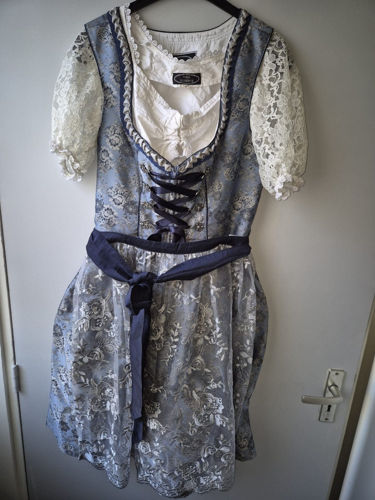 Blauwe Dirndl van Huberts - Maat 42, Blauw, Maat 42/44 (L), Zo goed als nieuw, Boven de knie