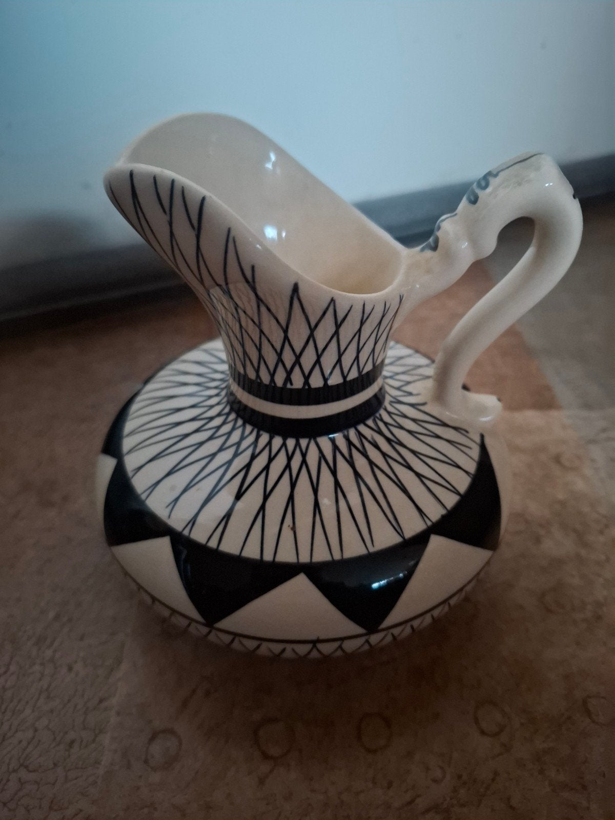 Vintage LOMA Keramiek Kruik - Zwart-Wit Decor, Ophalen of Verzenden