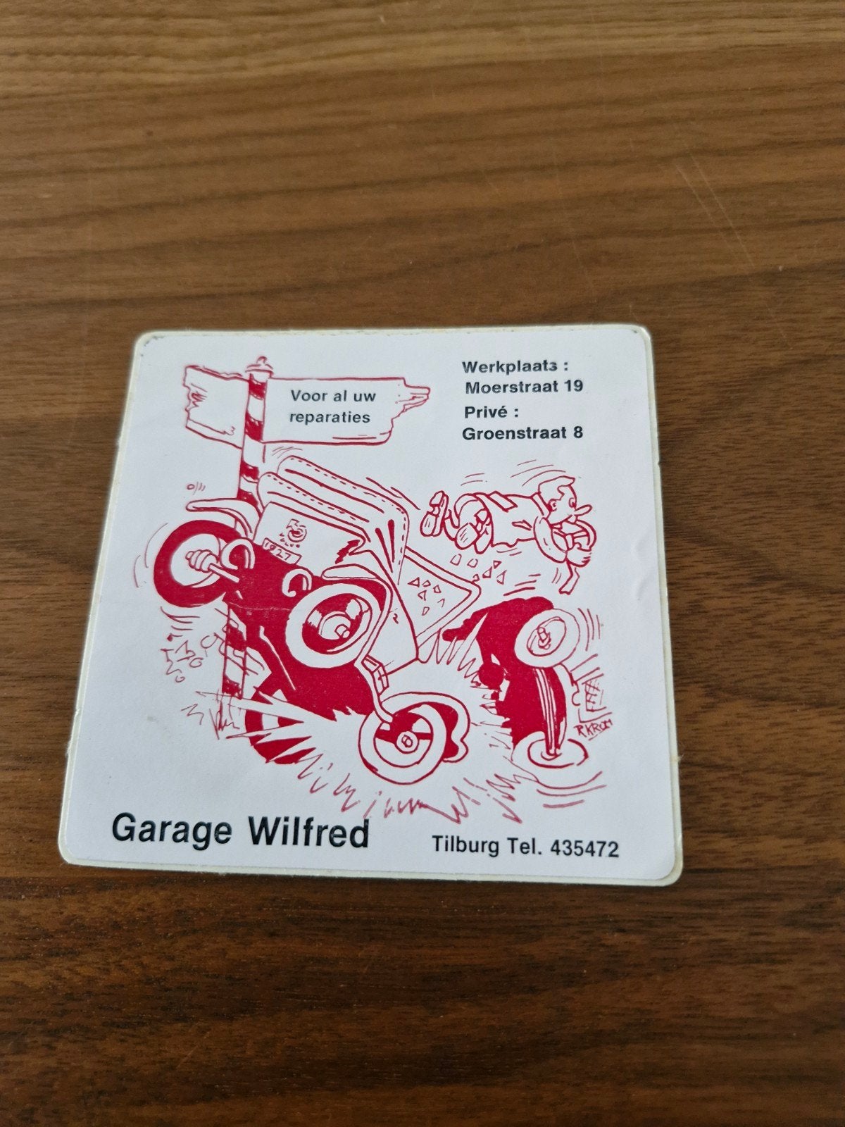 618 Vintage sticker Garage Wilfred Tilburg - Auto reparaties, Ophalen of Verzenden