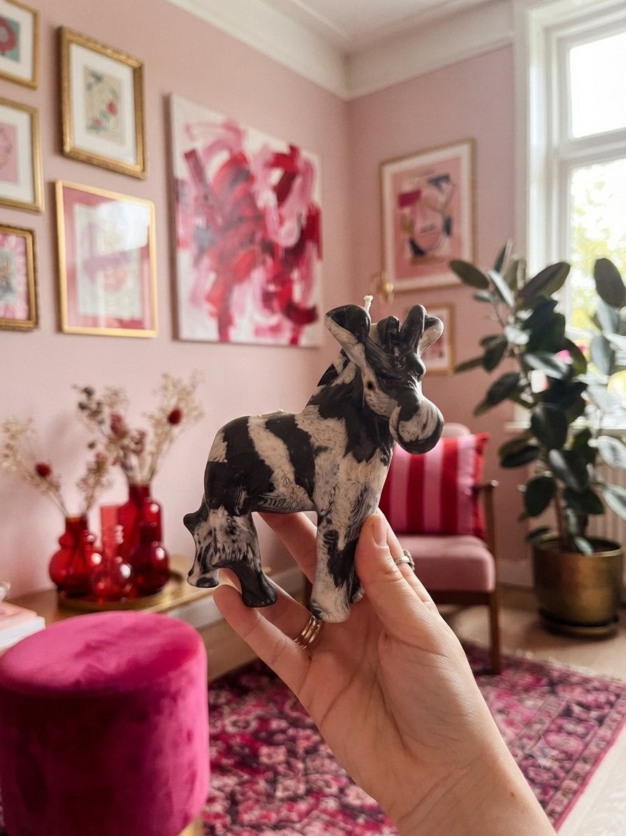 Vintage zebra figuurkaars, Huis en Inrichting, Woonaccessoires | Overige, Ophalen, Vintage, Zwart, Overige materialen