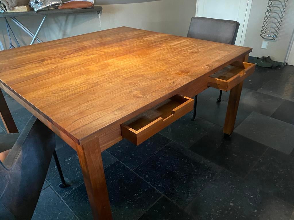 Teakhouten eettafel, Ophalen, Gebruikt, Vijf personen of meer, 100 tot 150 cm