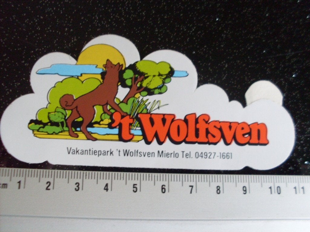 sticker vakantie park 't Wolfsven mierlo logo wolf, Verzenden, Zo goed als nieuw, Bedrijf of Vereniging