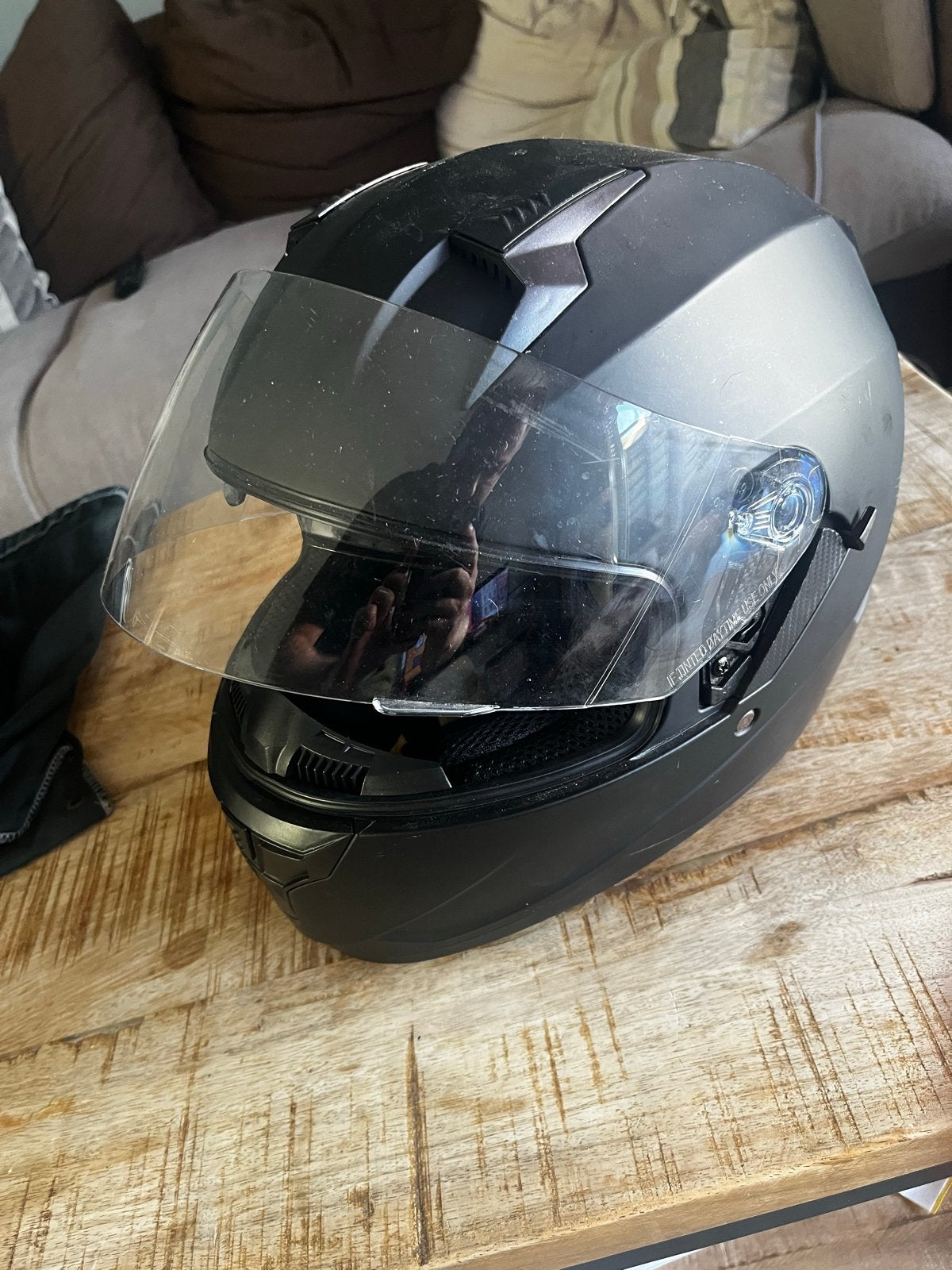 Mat Zwarte Integraalhelm met Zonnevizier, Ophalen, Tweedehands, Integraalhelm