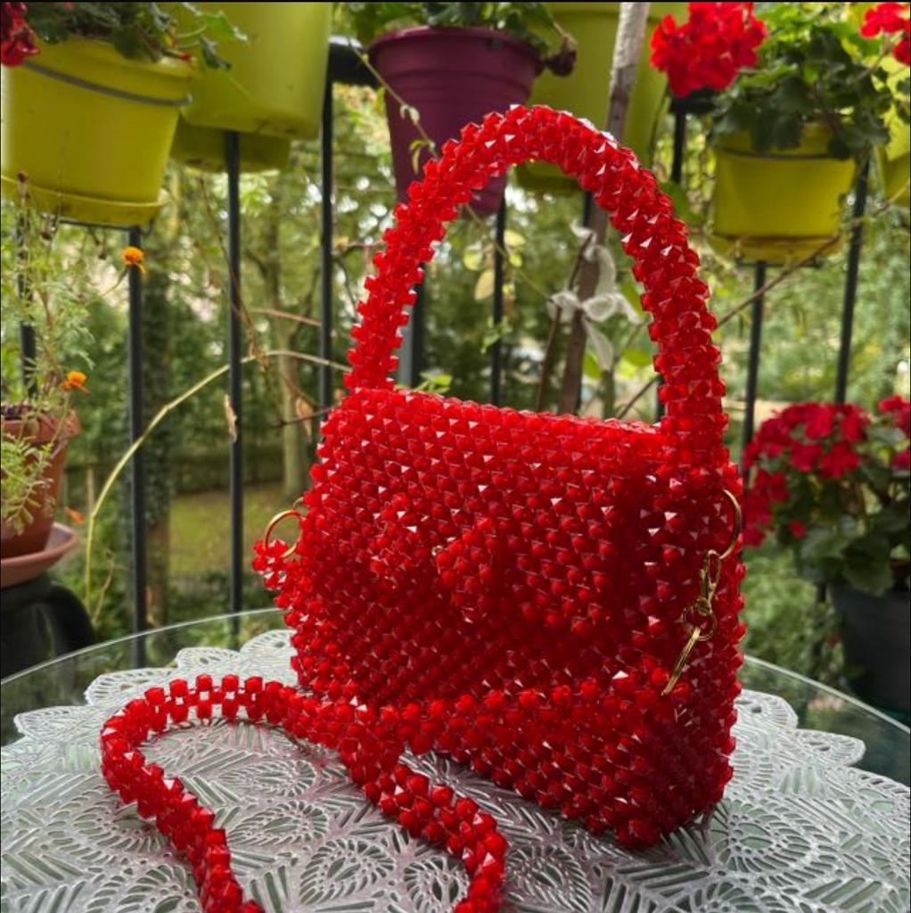 Rode tas van kralen, Ophalen of Verzenden, Nieuw, Rood, Handtas