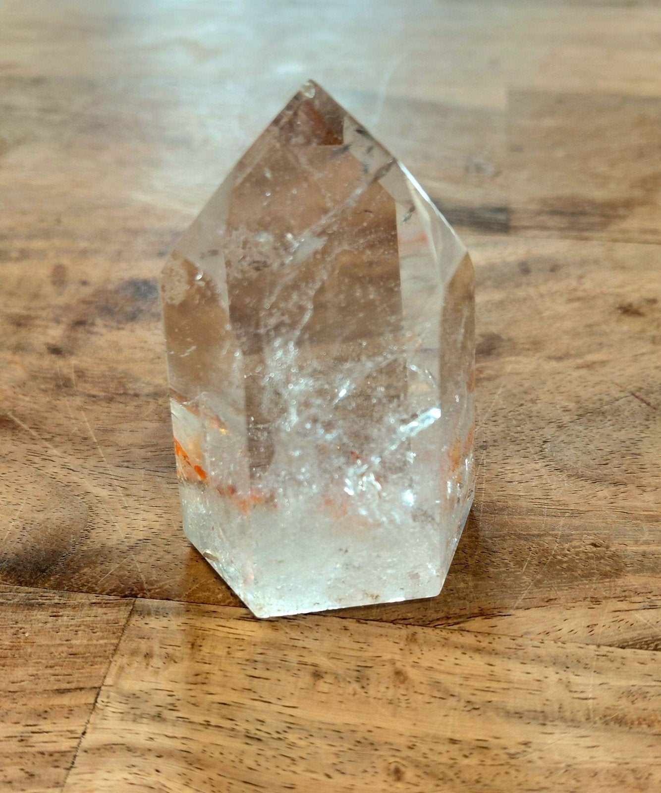 Bergkristal punt met agnitiet, Ophalen of Verzenden, Mineraal