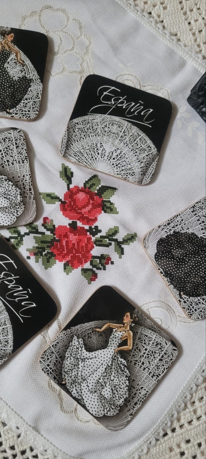 Set van 6 Spaanse Flamenco onderzetters, Huis en Inrichting, Woonaccessoires | Onderzetters, Ophalen of Verzenden, Kurk