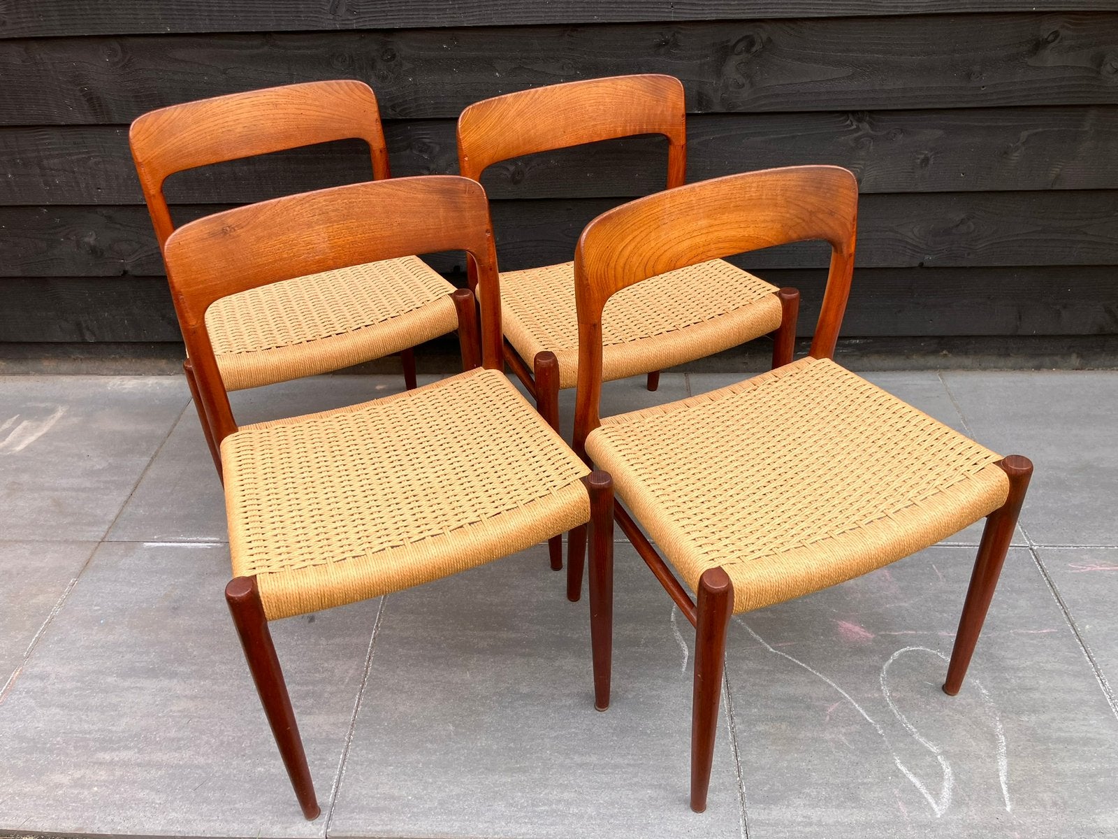 Eetkamerstoelen model 75 van Moller teak, Ophalen of Verzenden, Zo goed als nieuw, Bruin