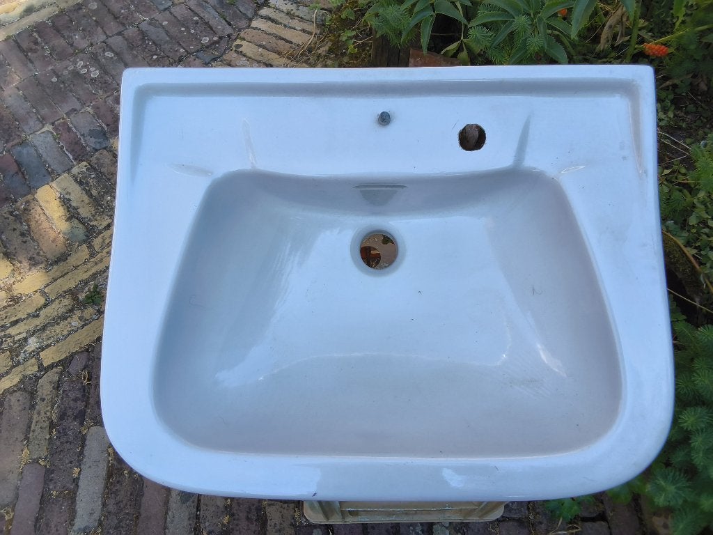 VINTAGE  WASBAK, Doe-het-zelf en Verbouw, Sanitair, Ophalen, Gebruikt, Steen, Wastafel
