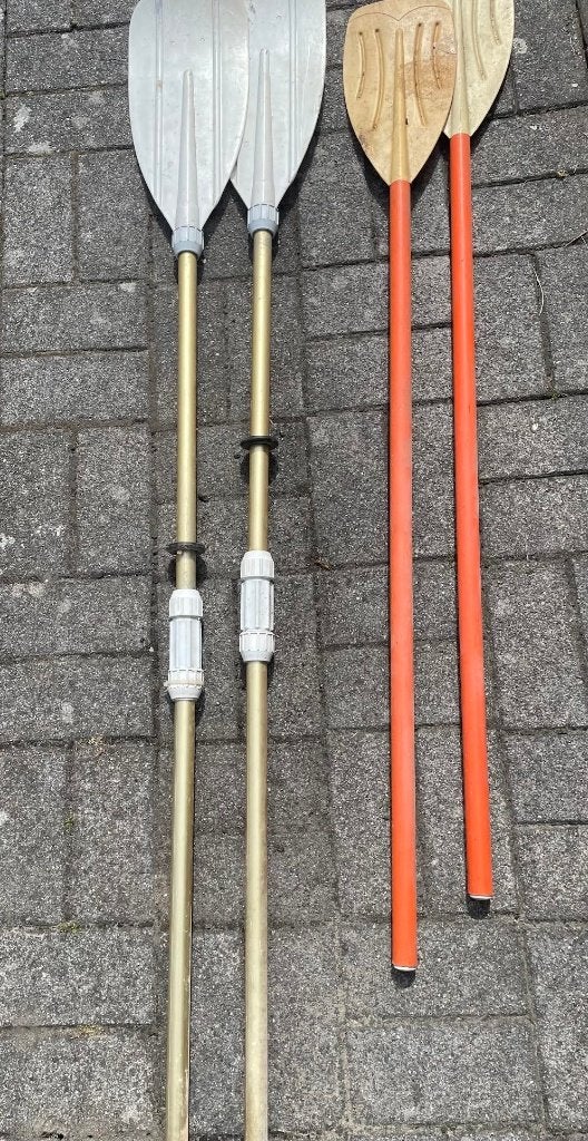 2 sets roeispanen of peddels, Ophalen, Gebruikt, Enkelbladige peddel