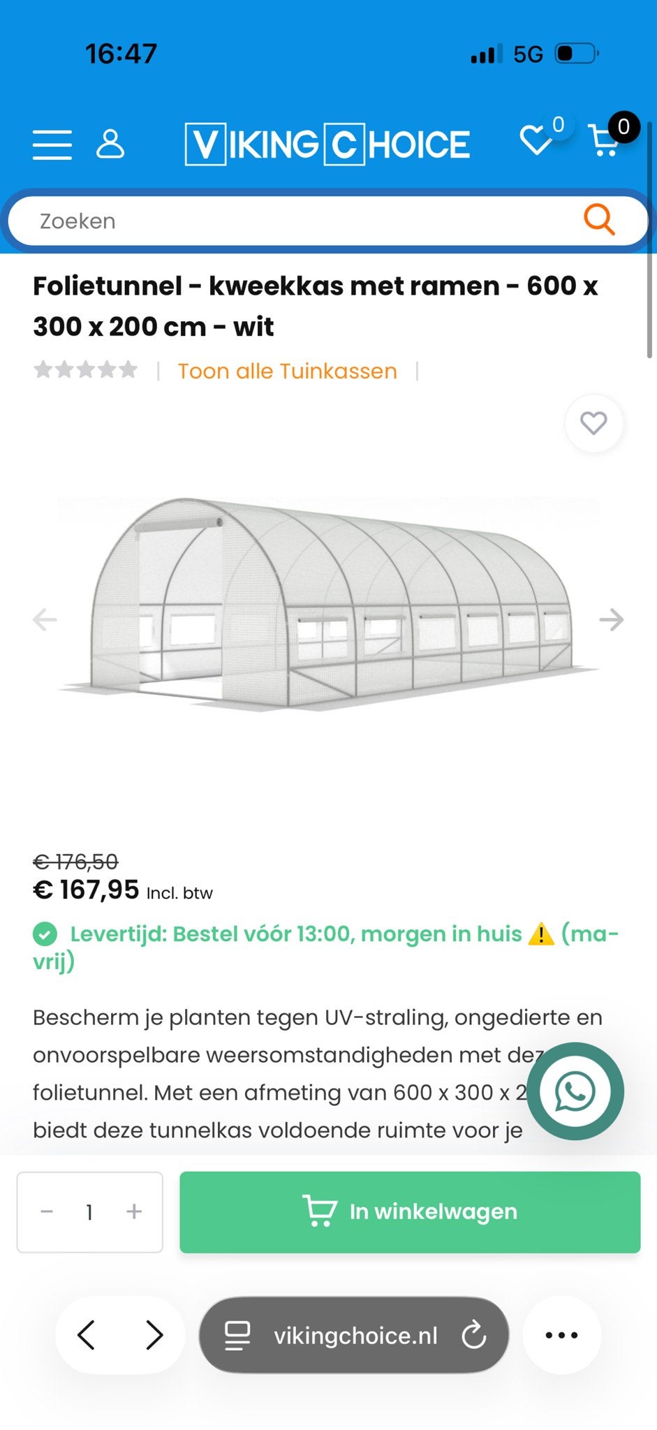 Folietunnel Kweekkas met Ramen - 600x300x200 cm Wit, Ophalen, Overige materialen, Folie, Kweekkas
