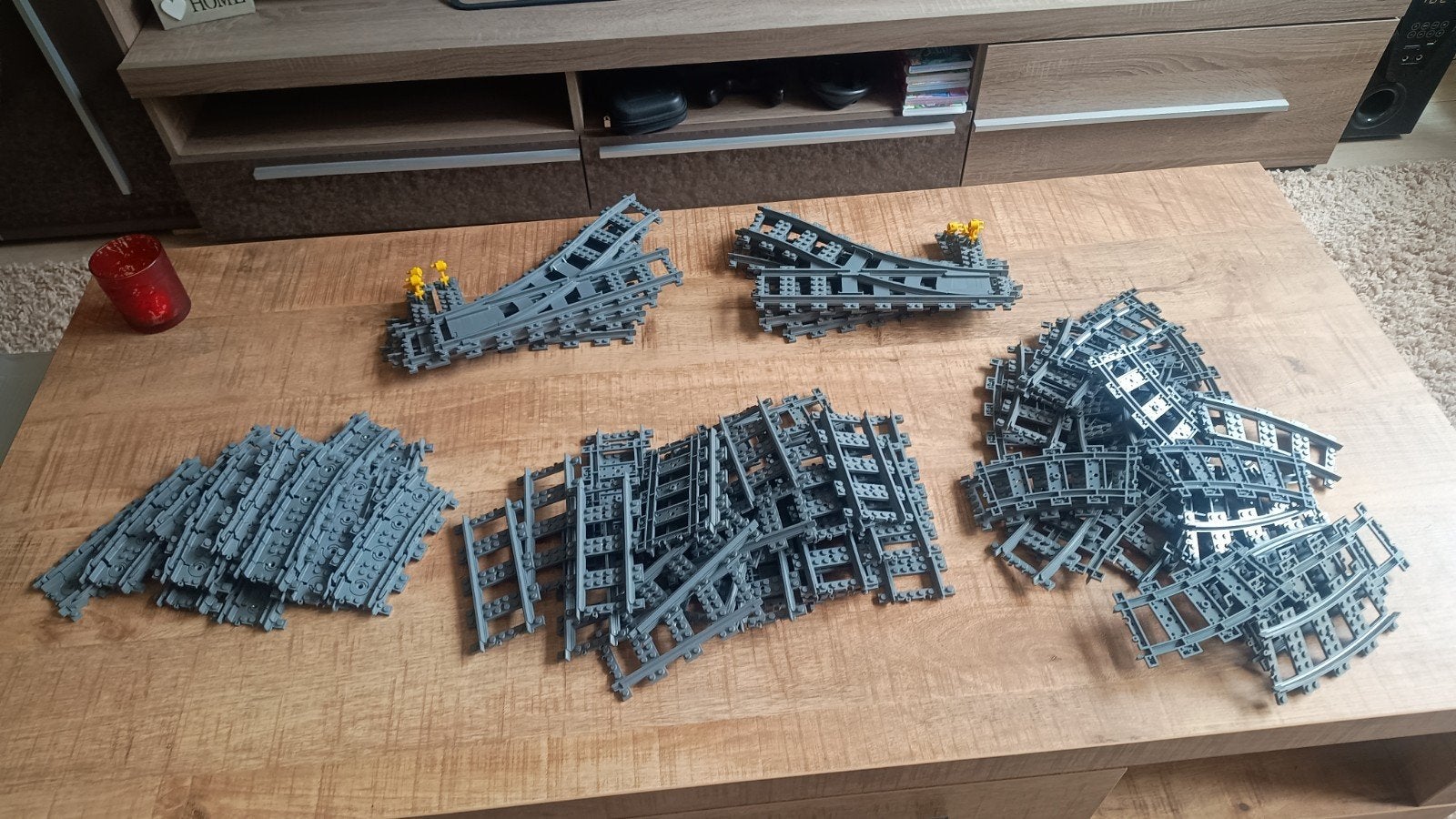 Grote partij LEGO treinrails - recht en bochten, Kinderen en Baby's, Speelgoed | Duplo en Lego, Ophalen, Gebruikt, Losse stenen