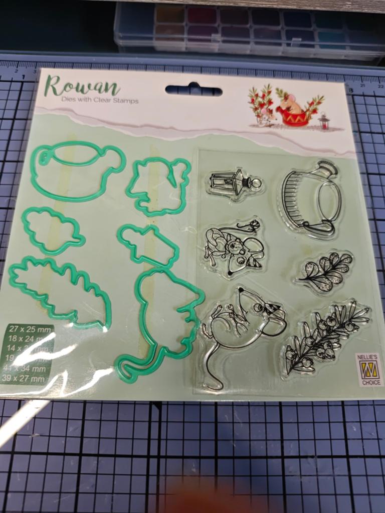 Rowan Dies met Clear Stamps - Knutselset, Ophalen of Verzenden