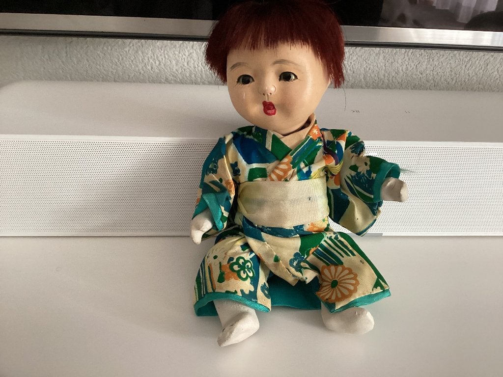 Vintage Ichimatsu Gofun pop in kimono, Verzamelen, Poppen, Ophalen, Gebruikt, Pop