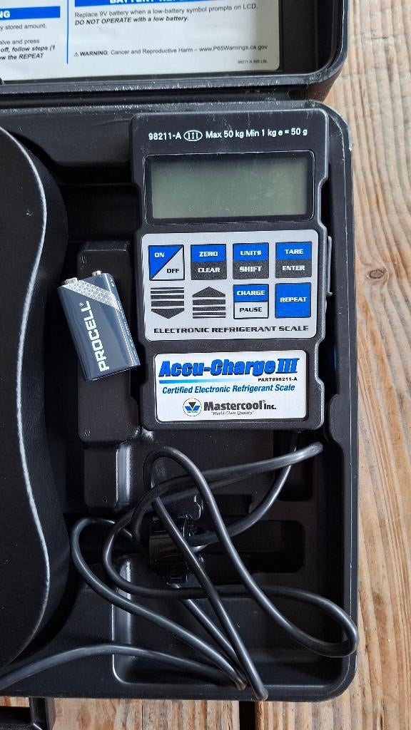 Mastercool 98211-A Digitale weegschaal oa airco koelmiddelen, 1 tot 500 gram, ,, 100 kg of meer, Ophalen of Verzenden