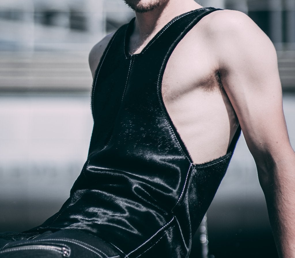 top - vacht - unisex - Ann Demeulemeester - leer - gothic, Onbekend, Zwart, Zo goed als nieuw, Verzenden
