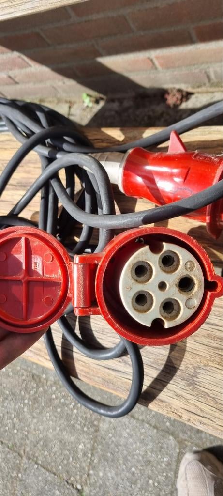 Krachtstroom kabel 16A met rode CEE stekker met kle 10 meter, Ophalen, Gebruikt, Kabel of Snoer
