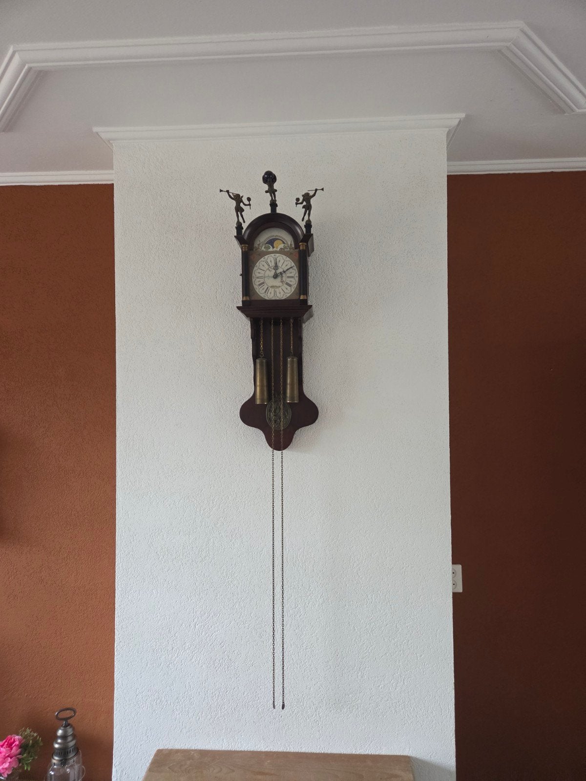 Antieke wandklok met kettingen en gewichten, Antiek en Kunst, Antiek | Klokken, Ophalen