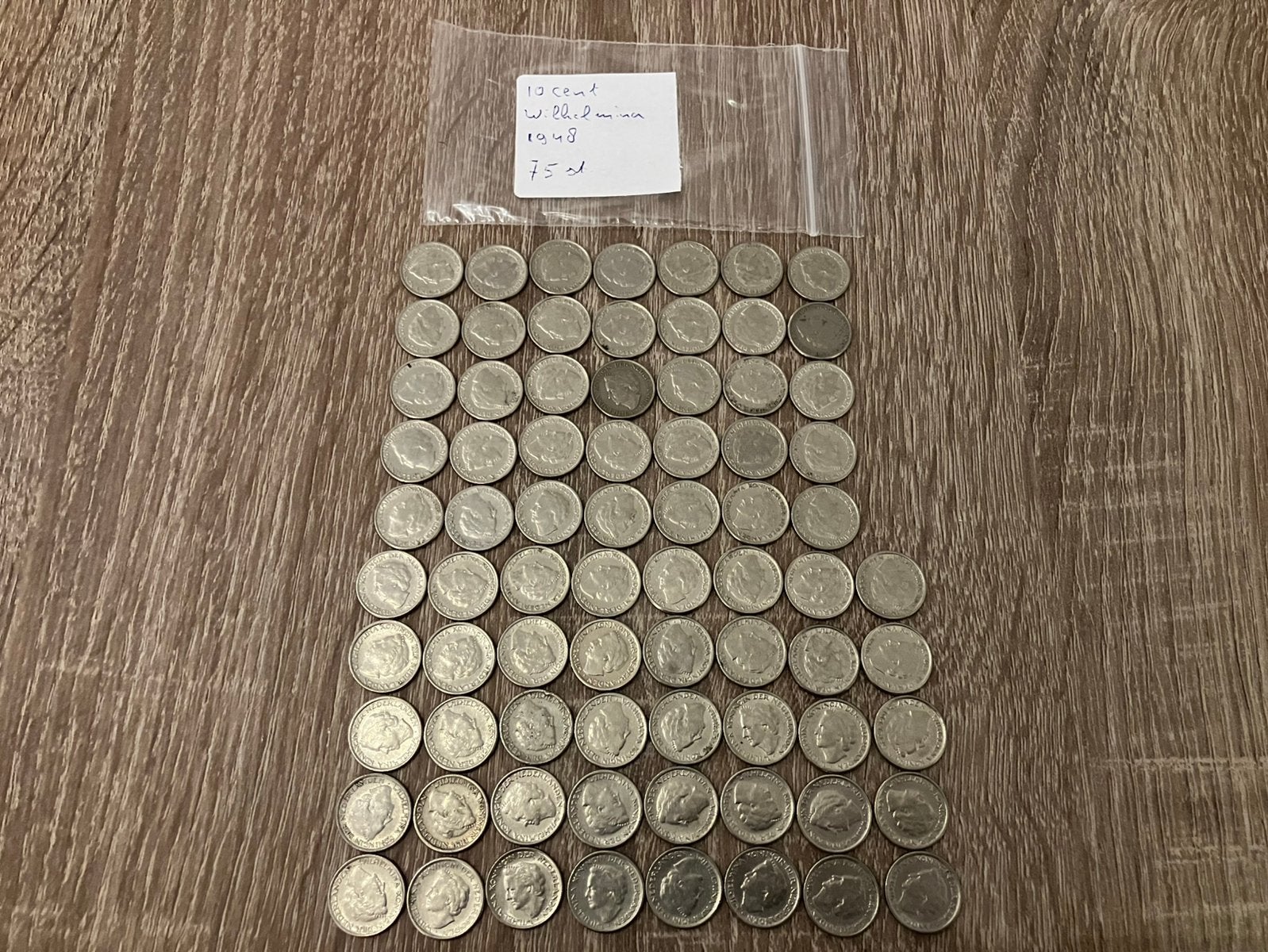 10 cent gulden 1948 jaar 75 stuks., Ophalen of Verzenden, Koningin Wilhelmina, 10 cent, Setje