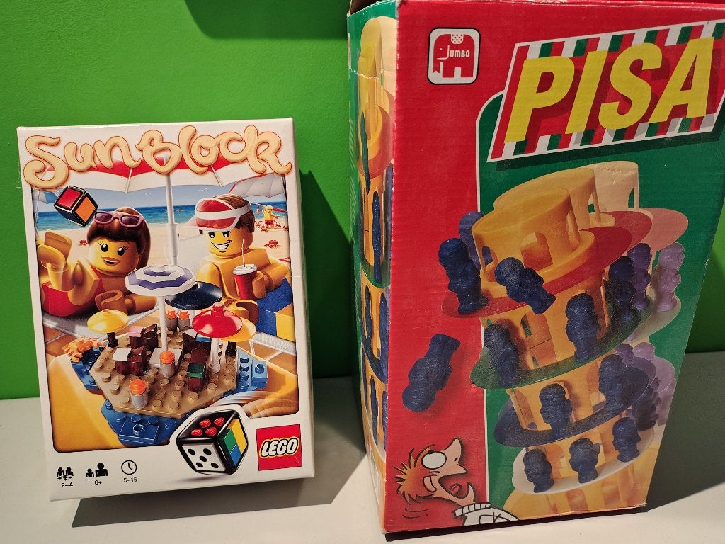 5 spellen:Lego,Pisa,Sea Life,ben ik een aap?, jungle kwartet, Ophalen, Zo goed als nieuw
