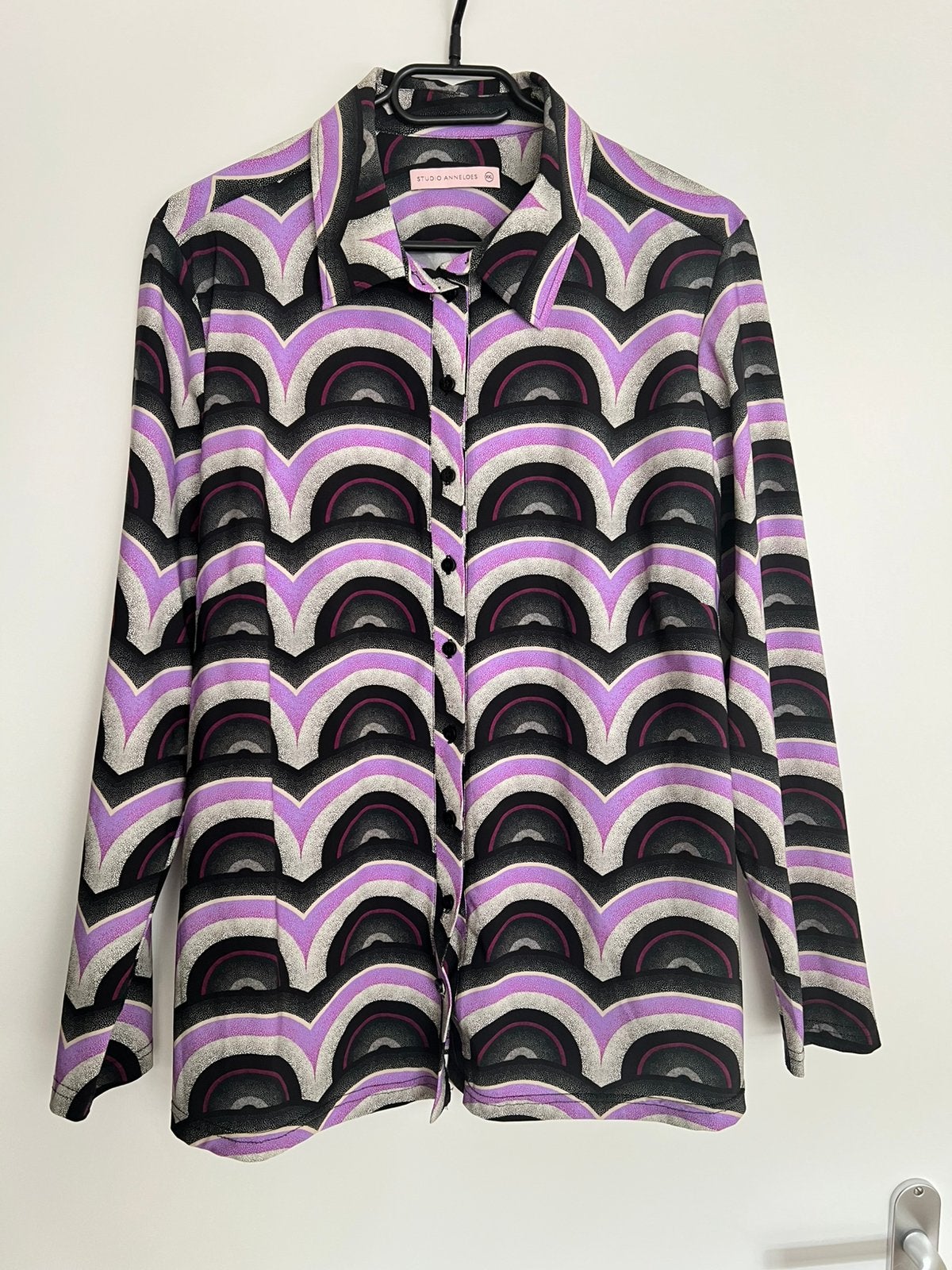 Studio anneloes poppy retro blouse xxl zwart/paars, Kleding | Dames, Zwart, Maat 46/48 (XL) of groter, Ophalen of Verzenden, Zo goed als nieuw