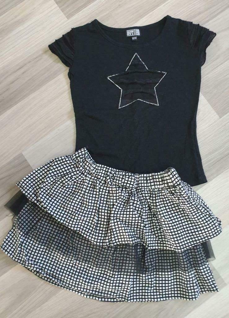 Setje: rokje en shirt, zwart en ster, maat 110-116, Kinderen en Baby's, Kinderkleding | Maat 110, Gebruikt, Meisje, Ophalen of Verzenden