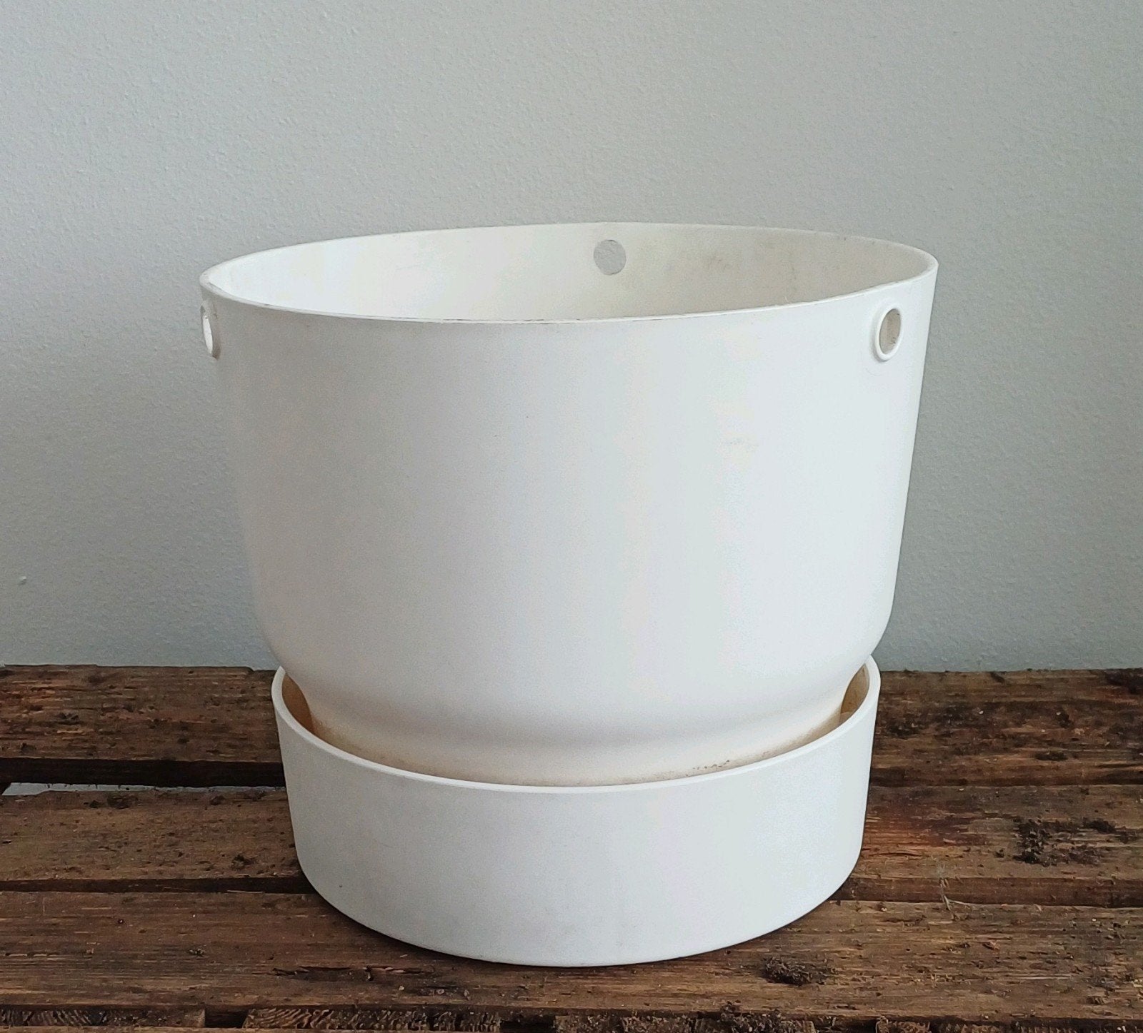 Witte kunststof plantenpot van elho, Ophalen, Kunststof, Gebruikt, Rond
