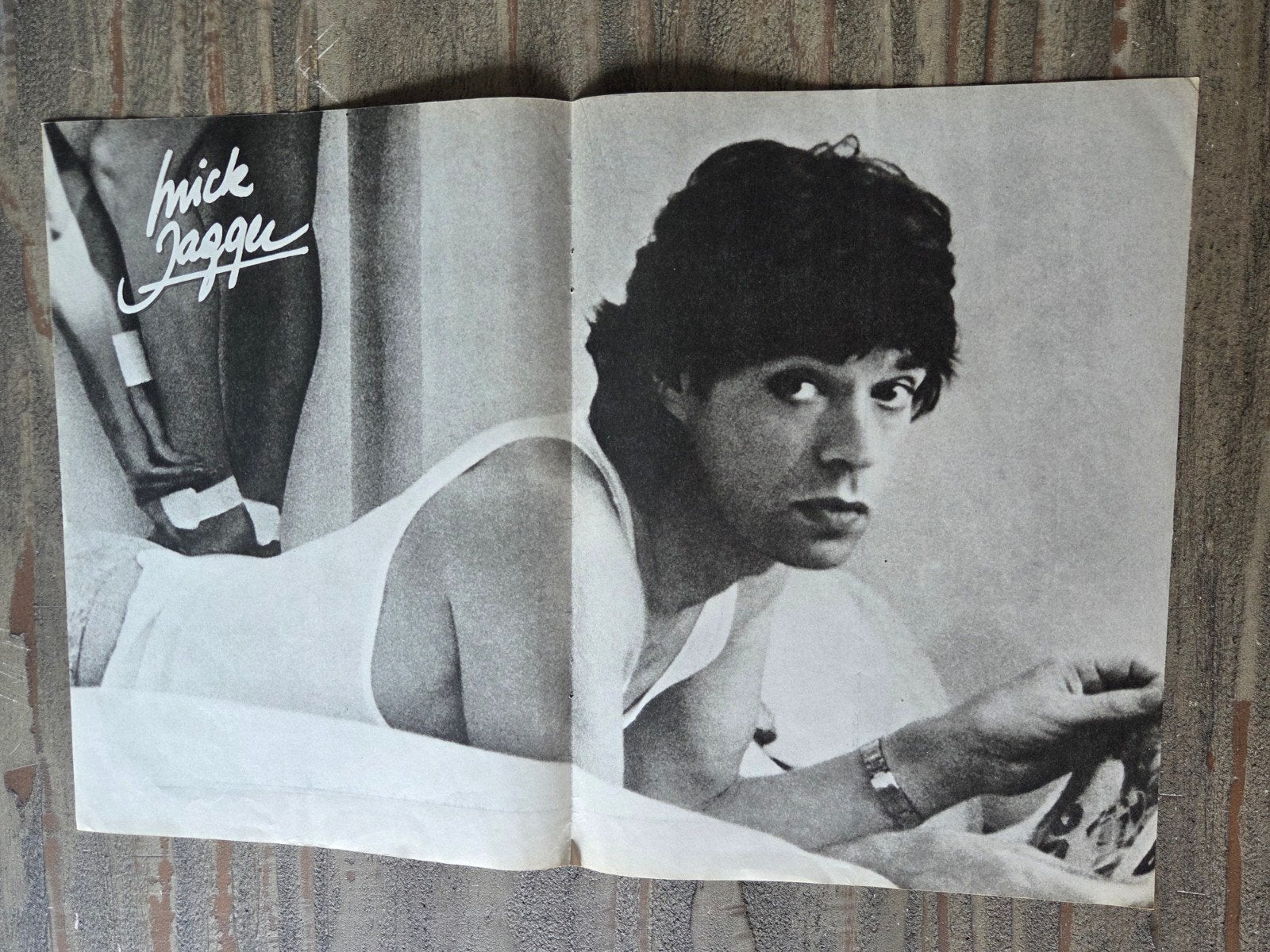 Vintage Mick Jagger Poster - Zwart-wit, Ophalen of Verzenden, Zo goed als nieuw, A1 t/m A3, Muziek