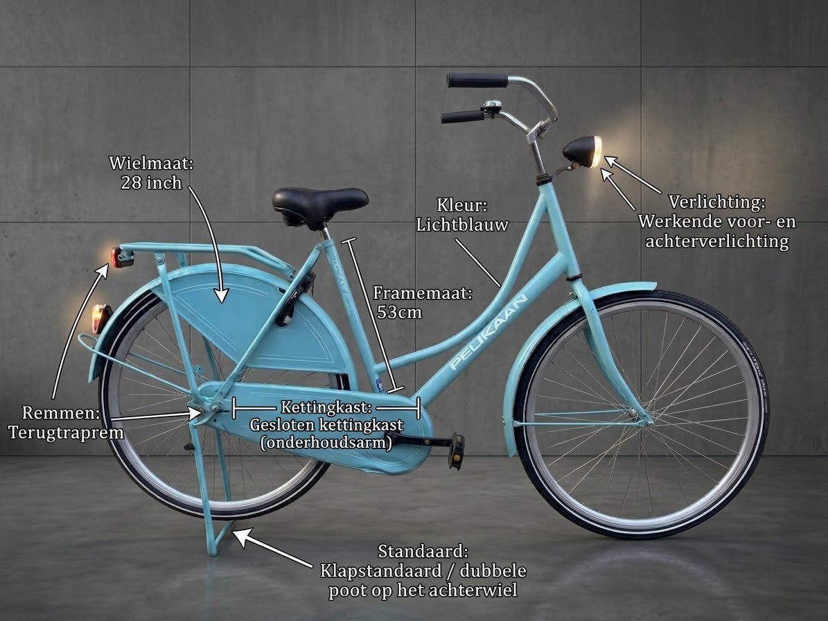 Pelikaan Dutch Classic Damesfiets - Zo goed als nieuw, Terugtraprem, Zo goed als nieuw, 50 tot 53 cm, Ophalen
