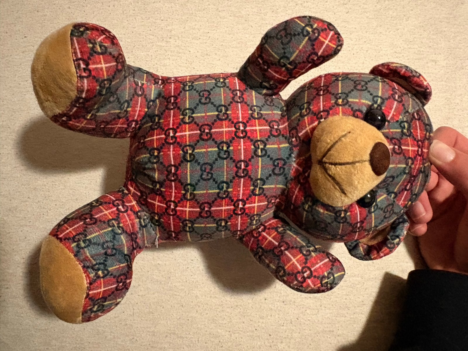 Gucci-stijl Knuffelbeer - Plaid Patroon, Ophalen, Gebruikt, Overige merken, Beer